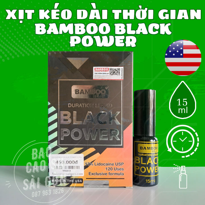 Bamboo Black Power- Xịt chống xuất tinh sớm hiệu quả với 13% lidocaine tại Tp Hồ Chí Minh