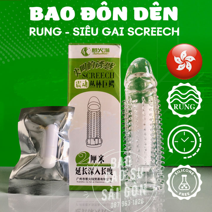 Bao cao su đôn dên rung gai Screech