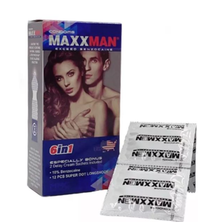 Bao cao su Maxxman 6 in 1 gai mịn, kéo dài thời gian, hộp 12s